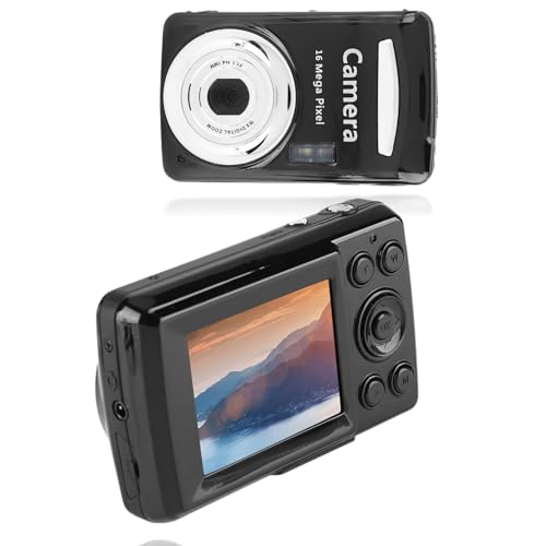 CUTULAMO Kleine Kamera, 16-Fach-Zoom-Digitalkamera 16 MP Robust und langlebig mit 2,4-Zoll-Großbildschirm für den Heimgebrauch auf Reisen(Schwarz) von CUTULAMO