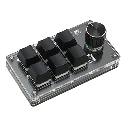 CUTULAMO Mini-Tastatur, DIY Programmierbare Mechanische Tastatur, Weit Verbreiteter Blauer 6-Tasten-Schalter mit Knopf für PC (Schwarz) von CUTULAMO