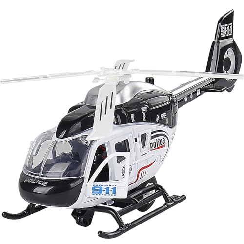 CUTeFiorino Kids Helicopter Toy Diecast Helicopter Model Kit Pull Back Toy Helicopter with Lights and Sound Toy Airplane with Rotatable Propeller Helicopter Toys for Boys Age 4 7 (Black, One Size) von CUTeFiorino