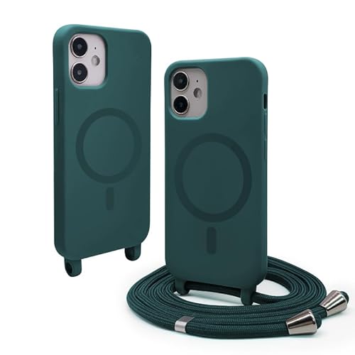 CUZZCASE Silikon Schutzhülle kompatibel mit iPhone 11,Kabellosem Laden,Silikon Stylische Verstellbarer Halskette Handyhülle-Dunkelgrün von CUZZCASE
