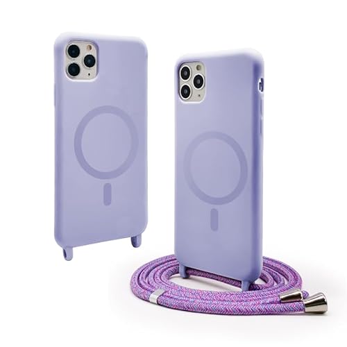 CUZZCASE Silikon Schutzhülle kompatibel mit iPhone 11 Pro(5.8"),Kabellosem Laden,Silikon Stylische Verstellbarer Halskette Handyhülle-Violett von CUZZCASE
