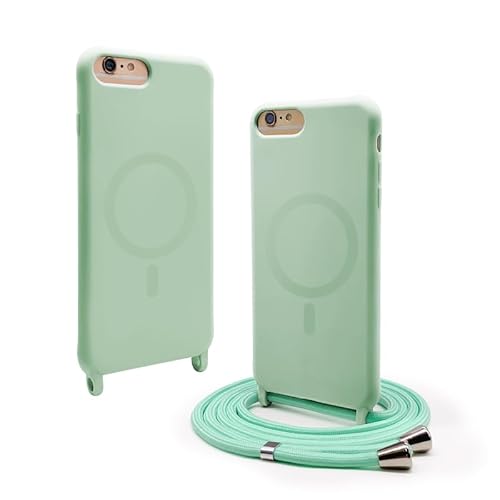 CUZZCASE Silikon Schutzhülle kompatibel mit iPhone 6/iPhone 7/iPhone 8(4.7"),Kabellosem Laden,Silikon Stylische Verstellbarer Halskette Handyhülle-Grasgrün von CUZZCASE