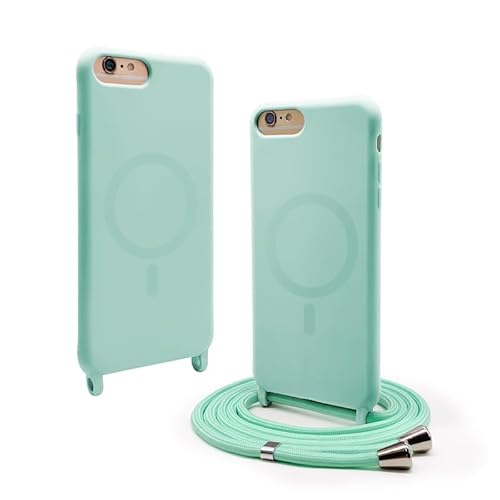 CUZZCASE Silikon Schutzhülle kompatibel mit iPhone 6 Plus/iPhone 7 Plus/iPhone 8 Plus(5.5),Kabellosem Laden,Silikon Stylische Verstellbarer Halskette Handyhülle-Hellgrün von CUZZCASE