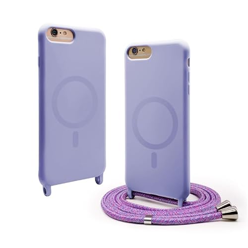 CUZZCASE Silikon Schutzhülle kompatibel mit iPhone 6 Plus/iPhone 7 Plus/iPhone 8 Plus(5.5),Kabellosem Laden,Silikon Stylische Verstellbarer Halskette Handyhülle-Violett von CUZZCASE