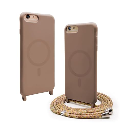 CUZZCASE Silikon Schutzhülle kompatibel mit iPhone 6 Plus/iPhone 7 Plus/iPhone 8 Plus(5.5),Kabellosem Laden,Silikon Stylische Verstellbarer Halskette Handyhülle-braun von CUZZCASE