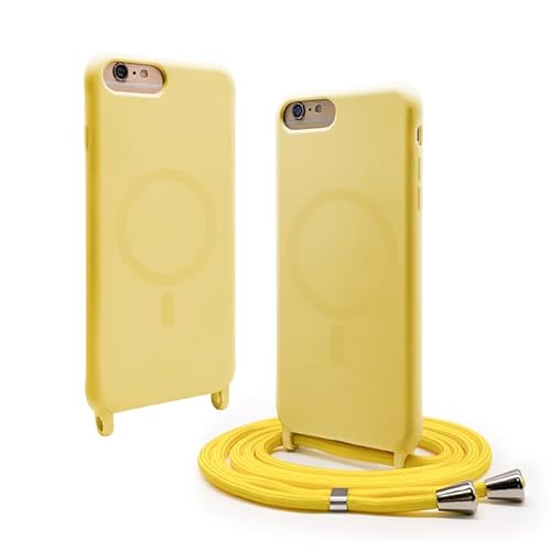 CUZZCASE Silikon Schutzhülle kompatibel mit iPhone 6 Plus/iPhone 7 Plus/iPhone 8 Plus(5.5),Kabellosem Laden,Silikon Stylische Verstellbarer Halskette Handyhülle-gelb von CUZZCASE