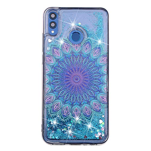 CUagain Kompatibel mit Samsung Galaxy A20e 2019 Hülle Silikon Glitzer Flüssig 3D Transparent Bumper Hüllen Durchsichtig Handyhülle Case Cover für Mädchen Damen Blaue Mandala von CUagain