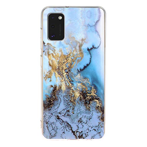 CUagain Kompatibel mit Samsung Galaxy A41 2020 Hülle Silikon Marmor Lustig Muster Motiv Hüllen Handyhülle Ultra Dünn Gummi Cover Bumper Kratzfest TPU One Piece Case Mädchen Damen Blau von CUagain