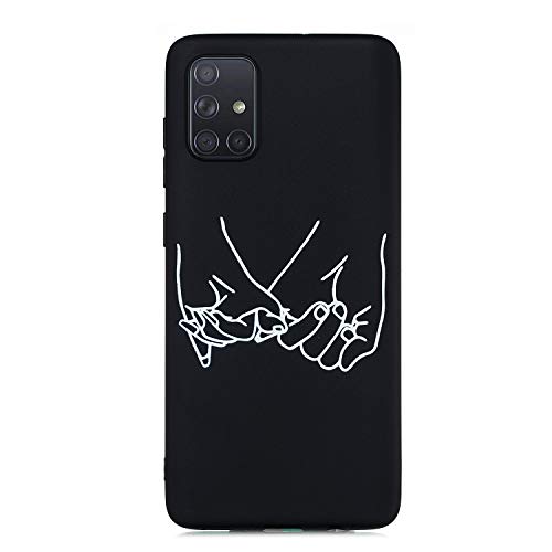 CUagain Kompatibel mit Samsung Galaxy A71 4G 2019 Hülle Silikon Schwarz uster Ultra Dünn Hüllen Handyhülle Gummi Lustig Kreativ Cover Bumper Kratzfest Case Mädchen Damen Hand B von CUagain