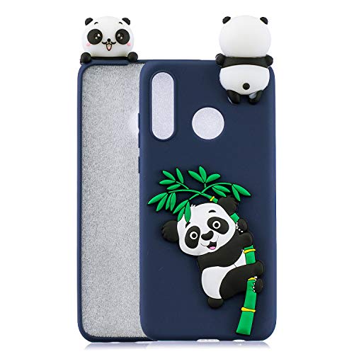 CUagain kompatibel mit Huawei P30 Lite Hülle Silikon Panda 3D Muster Motiv Lustig Matt Einfarbig Hüllen Handyhülle Gummi Cover Bumper Case Mädchen Damen,Blau von CUagain