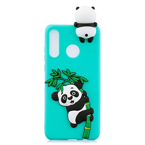 CUagain kompatibel mit Huawei P30 Lite Hülle Silikon Panda 3D Muster Motiv Lustig Matt Einfarbig Hüllen Handyhülle Gummi Cover Bumper Case Mädchen Damen,Grün von CUagain