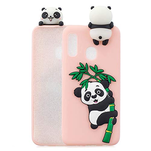 CUagain kompatibel mit Samsung Galaxy A20e 2019 Hülle Silikon Panda 3D Muster Motiv Lustig Matt Einfarbig Hüllen Handyhülle Gummi Cover Bumper Case Mädchen Damen,Rosa von CUagain