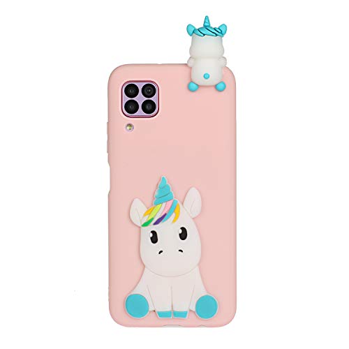 CUagain kompatibel mit Xiaomi Mi 10 Lite 5G Hülle Silikon Einhorn 3D Muster Motiv Lustig Matt Einfarbig Hüllen Handyhülle Gummi Cover Bumper Case Mädchen Damen Rosa von CUagain