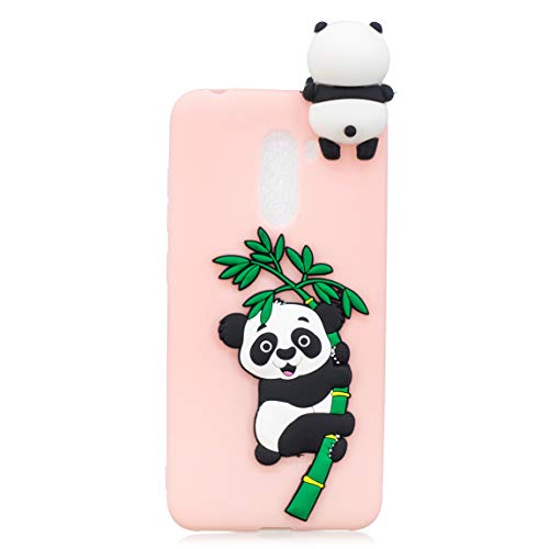 CUagain kompatibel mit Xiaomi Redmi 9 Hülle Silikon Panda 3D Muster Motiv Lustig Matt Einfarbig Hüllen Handyhülle Gummi Cover Bumper Case Mädchen Damen Rosa von CUagain