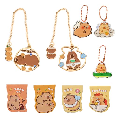 4 Stück Capybara-Magnetlesezeichen, 2 Stück Capybara-Anhänger-Lesezeichen Und 3 Stück Capybara-Schlüsselanhänger, Niedliche Cartoon-Lesezeichen, Leselesezeichen von CVDYWDJIE