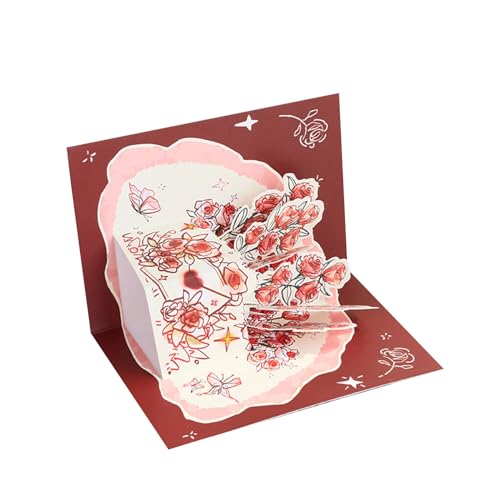 Blumen-Valentinstagskarten, 3D-Popup-Grußkarte für Jahrestage, Hochzeit, Verlobung, mit Nachricht, Umschlag, Popup-Karte von CVZQTE