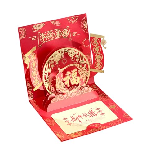 Handgefertigte 3D-Popup-Chinesischer Drache Neujahrskarten 2024, kreative Grußkarten, Papierbastelei für Festival, Neujahr, Grußkarten mit Umschlägen, Frohes neues Jahr, Grußkarten mit Umschlägen von CVZQTE
