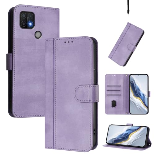 Cover Kompatibel mit Oppo A16e / A16k,Kompatibel mit Oppo A15 / A15s / A35 4G Kartenschlitz Brieftasche Lanyard Handytasche Purple von CWEIYUSHU