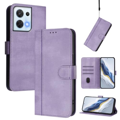 Cover Kompatibel mit Oppo Reno8 5G,Kompatibel mit Oppo Reno8 (China) 5G Kartenschlitz Brieftasche Lanyard Handytasche Purple von CWEIYUSHU