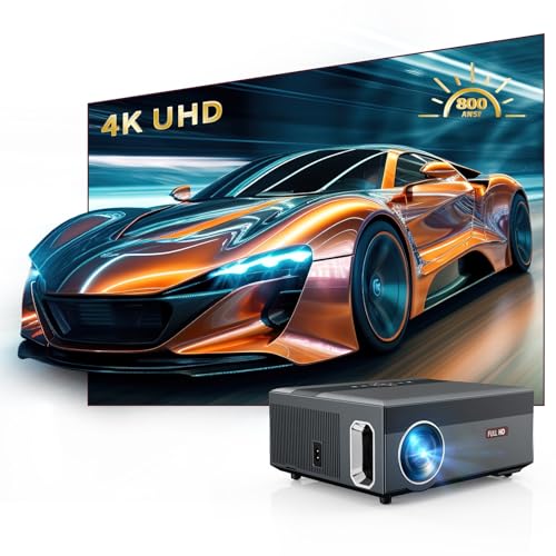 4K Smart Beamer 5G WiFi,Nativ 1080P Ultra HD Heimkino Beamer mit Android TV Bluetooth WLAN,800ANSI Hohe Helligkeit Outdoor Movie Beamer für Phone,Unterstützung Netflix,Prime Video,YouTube von CWEUG