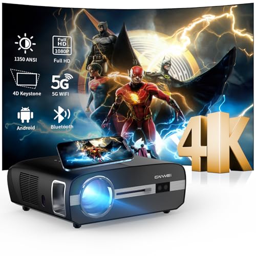 LED Beamer 4K mit WiFi und Bluetooth,1350ANSI Ultra HD Smart Tageslicht Beamer Heimkino Outdoor Film Eingebaute Apps,Android TV,DSP Audio,4D Trapezkorrektur,HDR für Gaming,Decke,300“ Display LED Beamer 4K mit WiFi und Bluetooth,1350ANSI Ultra HD Smart Tageslicht Beamer Heimkino Outdoor Film Eingebaute Apps,Android TV,DSP Audio,4D Trapezkorrektur,HDR für Gaming,Decke,300“ Display von CWEUG