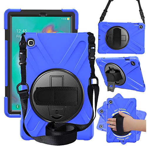 Schutzhülle für Galaxy Tab S5e 10.5 2019 (SM-T720/T725), robust, stoßfest, 360 Grad drehbar, mit Verstellbarer Handschlaufe, Schultergurt und Ständer Blau blau von CWNOTBHY