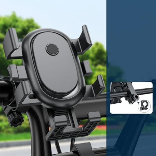 CWOQOCW Motorrad-Lenker-Handyhalterung, Ständer, sicherer Griff, Handyhalterung für Fahrrad, Roller, Spiegel, kompatibel mit Smartphones, GPS-Geräten (Lenker, schwarz) von CWOQOCW