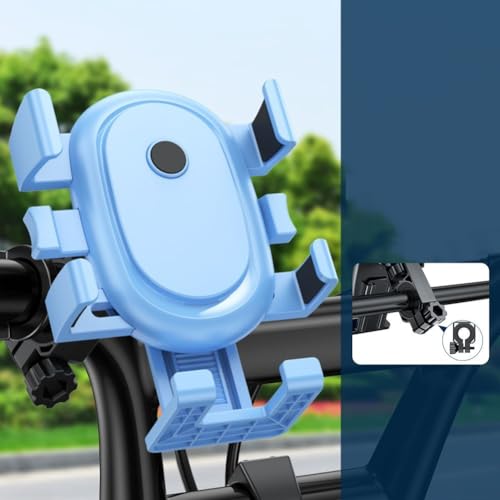 CWOQOCW Motorrad-Lenker-Handyhalterung, Ständer, sicherer Griff, Handyhalterung für Fahrrad, Roller, Spiegel, kompatibel mit Smartphones, GPS-Geräten (Lenker blau) von CWOQOCW