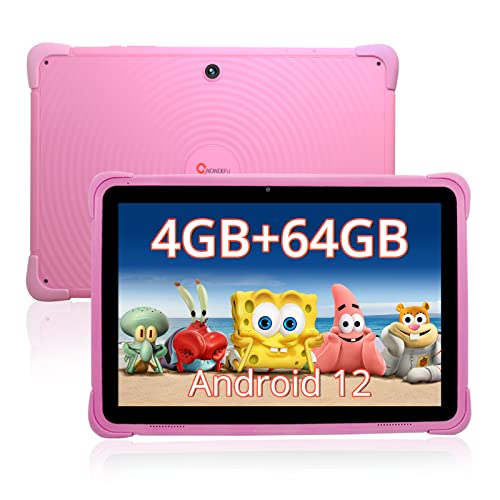 CWOWDEFU 10 Zoll Tablet für Kinder, Android 12 mit WiFi 5G, AX WiFi6,4GB RAM+64GB ROM,HD 1280x800 Bildschirm,6000 mAh, Kindersicherung, Bluetooth 5.0, Stift (rosa) von CWOWDEFU