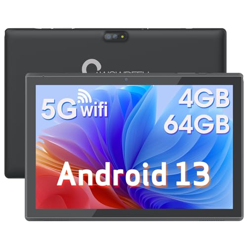 CWOWDEFU Tablet 10 Zoll, Android 13 Tabletas 4 GB RAM 64 GB ROM,512 GB Erweiterung,5G WiFi Tablette,5MP+8MP Dual Kamera,GPS, Schwarz von CWOWDEFU
