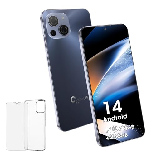 Entsperrtes Telefon, CWOWDEFU S18 Android 14 Smartphone mit 6,58" 2K Incell-Bildschirm, 16(8+8) GB RAM+ 256 GB ROM, Dual-SIM 4G, Octa-Core, Gesichts-/Fingerabdruckerkennung/NFC/OTG/GPS 2024 Schwarz von CWOWDEFU