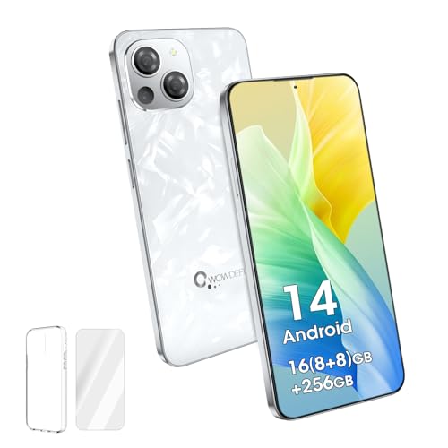 Entsperrtes Telefon, CWOWDEFU S18 Android 14 Smartphone mit 6,58" 2K Incell-Bildschirm, 16(8+8) GB RAM+ 256 GB ROM, Dual-SIM 4G, Octa-Core, Gesichts-/Fingerabdruckerkennung/NFC/OTG/GPS 2024 Schwarz von CWOWDEFU