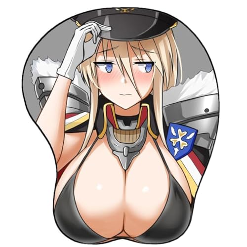 Anime Azur Lane Bismarck 3D Mauspad mit Handgelenkauflage Gaming Mauspads Rutschfestes Mauspad 3D Mauspads 3D Ergonomisches Mauspad（Bismarck） von CWXKGL