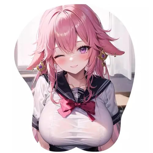 Anime Yae Miko 3D Mauspad mit Handgelenkauflage Gaming Mauspads Rutschfestes Mauspad 3D Mauspads 3D Ergonomisches Mauspad（Yae Miko-D）(Size:1) von CWXKGL