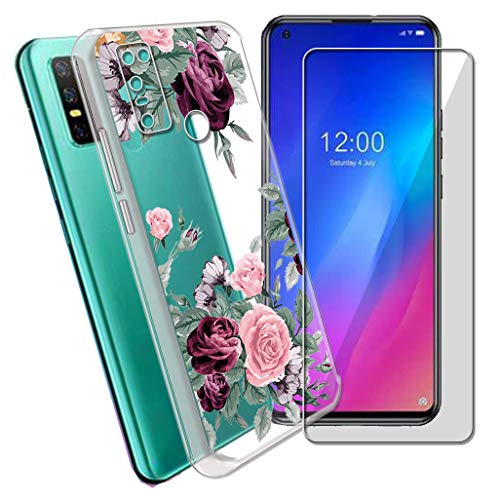 CXKJ Handyhülle für Doogee N30 (6.55 Zoll) Silikon Hülle + Schutzfolie, Transparent TPU Weiche Ultra-dünne Schutzhülle, Bumper Case Handyhülle mit 9H Gehärtetes Glas Film - CX21 von IYVYI