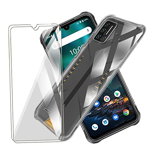 CXKJ Handyhülle für Umidigi Bison GT (6.67 Zoll) Silikon Hülle + [2 Stück] Schutzfolie,Transparent TPU Weiche Schutzhülle Bumper Case Handyhülle mit 9H Gehärtetes Glas Film von CXKJ