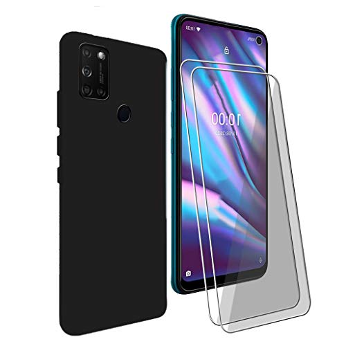 CXKJ Handyhülle für Wiko View 5 Plus (6.55 Zoll) Silikon Hülle + [2 Stück] Schutzfolie,Schwarz TPU Weiche Schutzhülle Bumper Case Handyhülle mit 9H Gehärtetes Glas Film - Schwarz von IYVYI