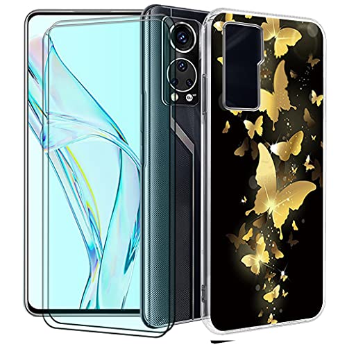 CXKJ Handyhülle für Zte Axon 30 5G (6.92 Zoll) Silikon Hülle + [2 Stück] Schutzfolie,Transparent TPU Weiche Schutzhülle Bumper Case Handyhülle mit 9H Gehärtetes Glas Film - CX25 von CXKJ