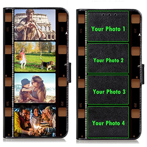 CXKJ Lederhülle für Samsung Galaxy S23 Personalisierte Handy Hülle,mit Eigenem Foto Bild Text Individuelle Schutzhülle,Leder Flip Case Schutzhülle Stoßfest Bumper Hülle - Black von CXKJ