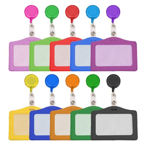 CXNXFD 10Pcs PU-Leder-Kartenhalter Pull-Fast-ID-Kartenhalter Einziehbare Schnalle Zugangskartenhalter Mitarbeiterausweismarke von CXNXFD