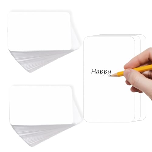 CXNXFD 200 Blätter Karteikarten Blanko 350g/m²,8.8x5.4cm Premium Kraftpapier,Extra Dickes Moderationskarten-Set für DIY Schule Büro,Weiße Vokabelkarten,Grußkarten,Etiketten von CXNXFD