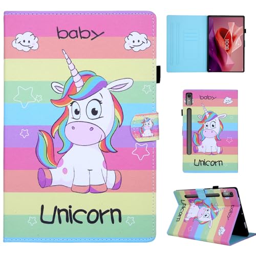 CXTCASE Hülle für Lenovo Tab P12 12.7" 2023, Schutzhülle Cover Case mit Standfunktion für Lenovo Tab P12 12.7", Regenbogen-Einhorn von CXTcase