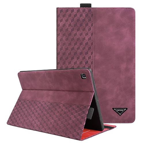 CXTCASE Hülle für Samsung Galaxy Tab S5e 10.5" 2019 (SM-T720/T725), Multi-Winkel Folio Flip PU Lederhülle Smart Cover Case Schutzhülle für Samsung Galaxy Tab S5e 2019, Weinrot von CXTcase