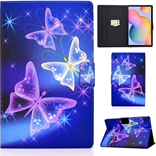CXTCASE Hülle für Samsung Galaxy Tab S6 Lite 10.4" 2022/2020, Schutzhülle Cover Case mit Standfunktion für Samsung Galaxy Tab S6 Lite 2022/2020 (SM-P610/P613/P615/P619), Lila Schmetterling von CXTcase
