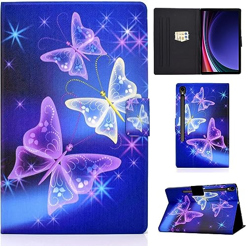 CXTCASE Hülle für Samsung Galaxy Tab S9 2023 11.0 Zoll, Schutzhülle Cover Case mit Standfunktion für Samsung Galaxy Tab S9 2023 (SM-X710/X716B/X718U), Lila Schmetterling von CXTcase