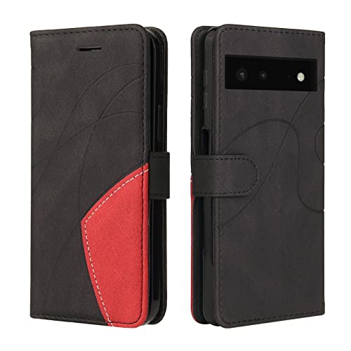 CXTcase Handyhülle für Google Pixel 6, Flip PU Leder Hülle Cover, Modisch Flip Case für Google Pixel 6 Handytasche Schutzhülle, Schwarz von CXTcase