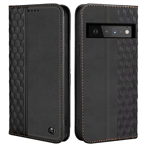 CXTcase Handyhülle für Google Pixel 6 Pro Hülle, Lederhülle Flip Case für Google Pixel 6 Pro, PU Leder Stoßfeste Magnetische Schutzhülle Tasche für Google Pixel 6 Pro, Schwarz von CXTcase