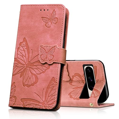 CXTcase Handyhülle für Google Pixel 8 Pro Hülle, Schutzhülle Flip Case für Google Pixel 8 Pro, PU Leder Magnetische Schmetterlings Lederhülle Tasche für Google Pixel 8 Pro, Rosa von CXTcase