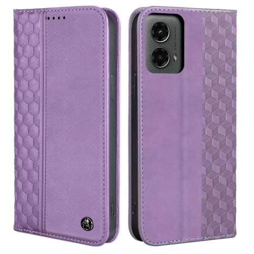 CXTcase Handyhülle für Motorola Moto G (2024) Hülle, Lederhülle Flip Case für Motorola Moto G (2024), PU Leder Stoßfeste Magnetische Schutzhülle Tasche für Motorola Moto G (2024), Violett von CXTcase