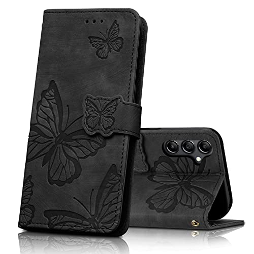 CXTcase Handyhülle für Samsung Galaxy A34 5G Hülle,Schutzhülle Flip Case für Samsung Galaxy A34 5G,PU Leder Magnetische Schmetterlings Lederhülle Tasche für Samsung Galaxy A34 5G,Schwarz von CXTcase